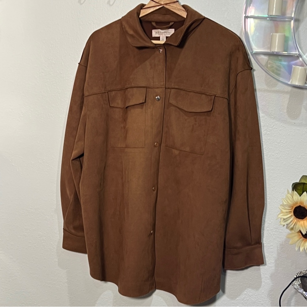 Philosophy Brown Suade Utility Jacket for Women